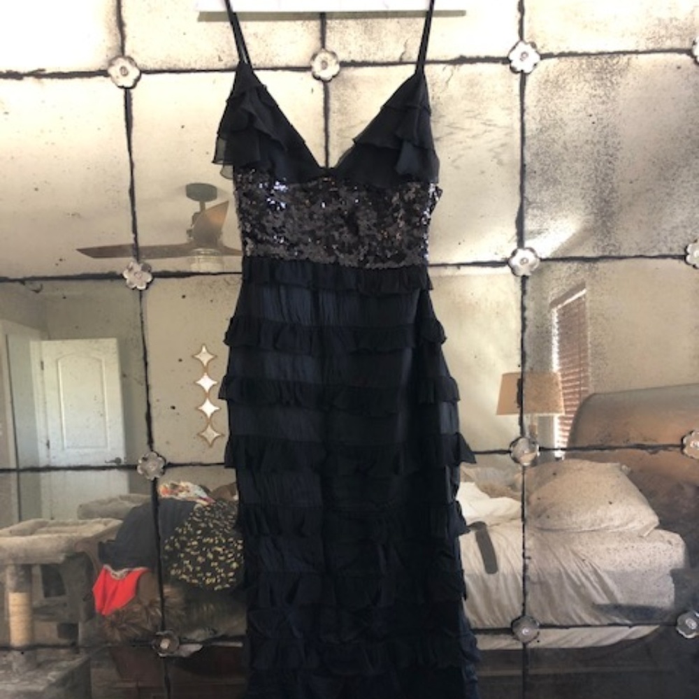 Ruffle and Sequin Evening Gown
